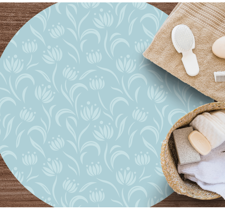 Tappeto vinile fiori motivo morbido blu - TenStickers