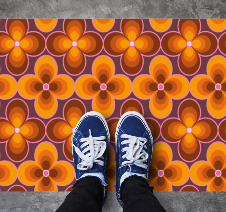 Tappeto vinile vintage motivo floreale retrò - TenStickers