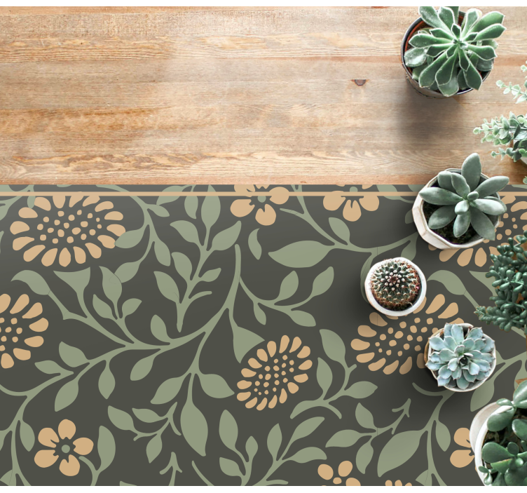 Tappeto vinile fiori motivo verde girasole - TenStickers