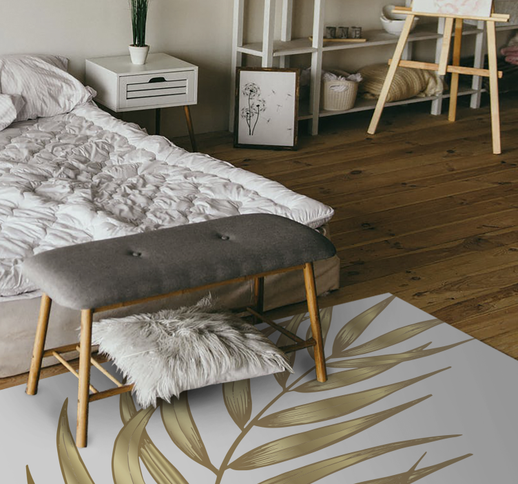 Tappeto vinile fiori motivo fogliame dorato - TenStickers