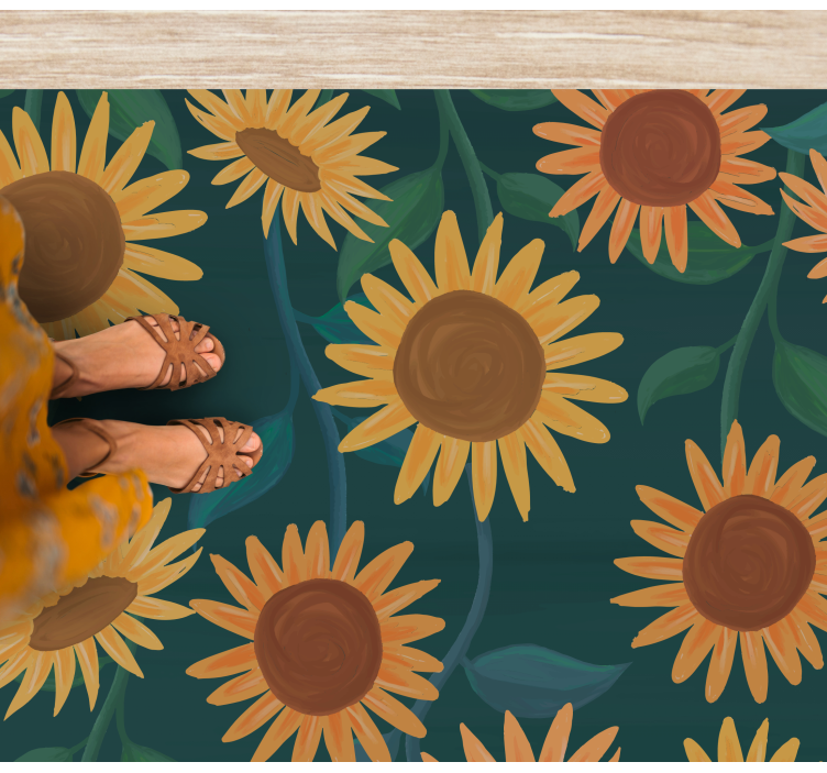 Tappeto vinile fiori motivo girasole vintage - TenStickers