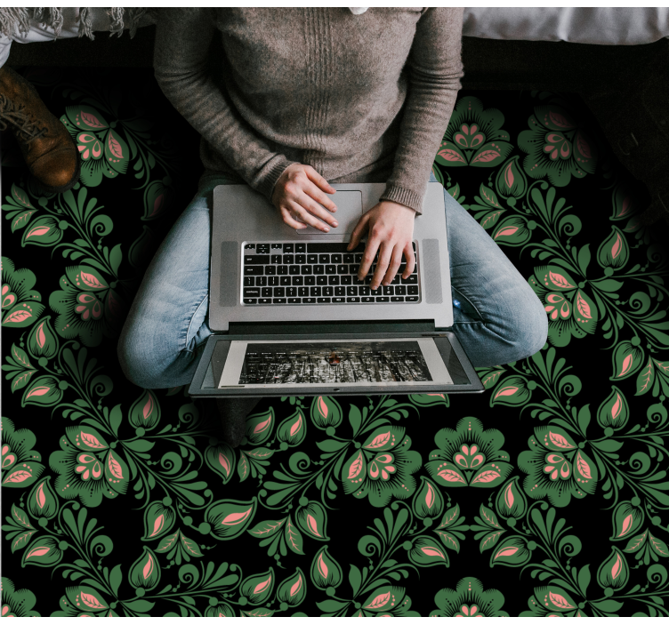 Tappeto vinile fiori motivo verde botanico - TenStickers