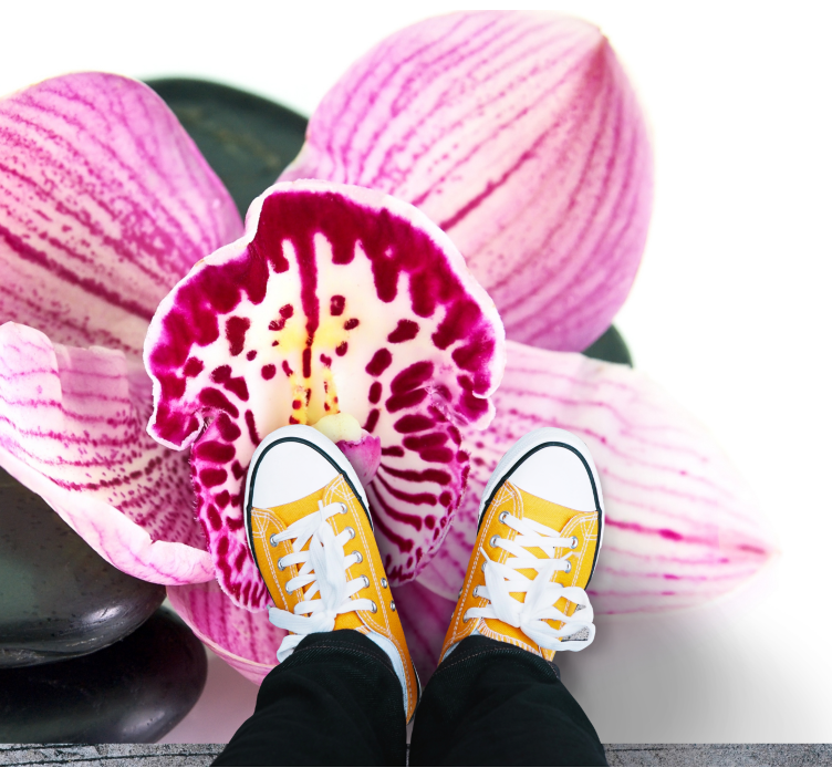 Tappeto vinile fiori orchidea e pietre - TenStickers