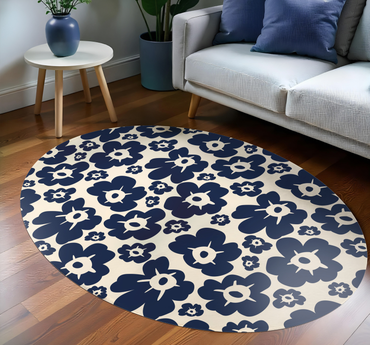 Tappeto vinile fiori papavero blu scuro - TenStickers