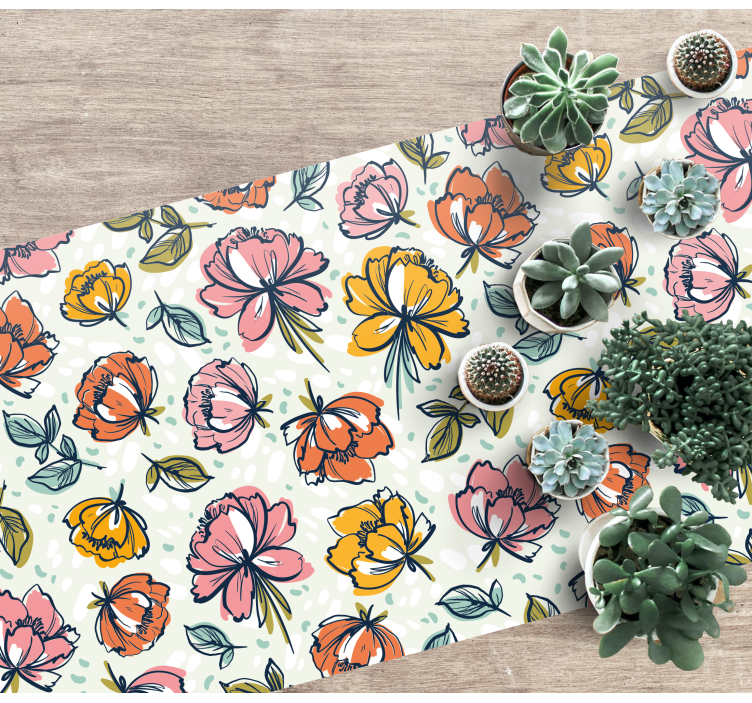 Tappeto vinile fiori progettazione di un giardino fiorito - TenStickers