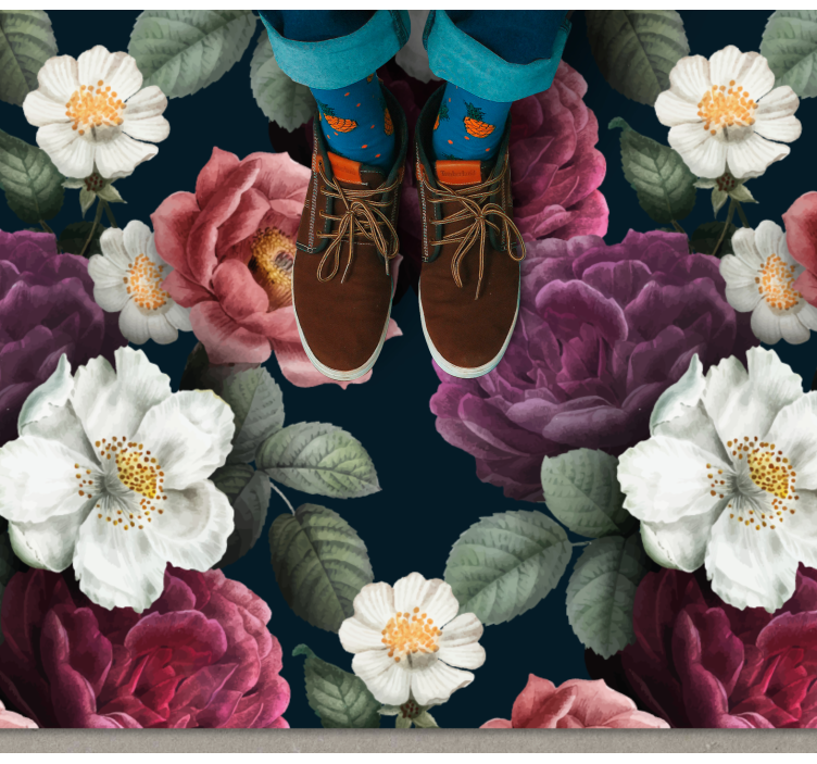 Tappeto vinile fiori raffinatezza botanica chic - TenStickers