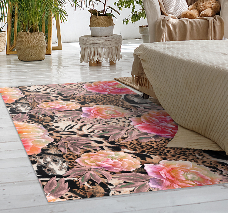 Tappeto vinile fiori rose dipinte colorate - TenStickers