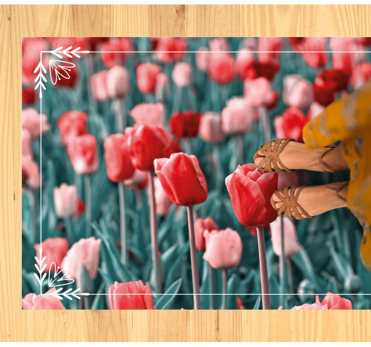 Tappeto vinile fiori scena di campo di tulipani - TenStickers