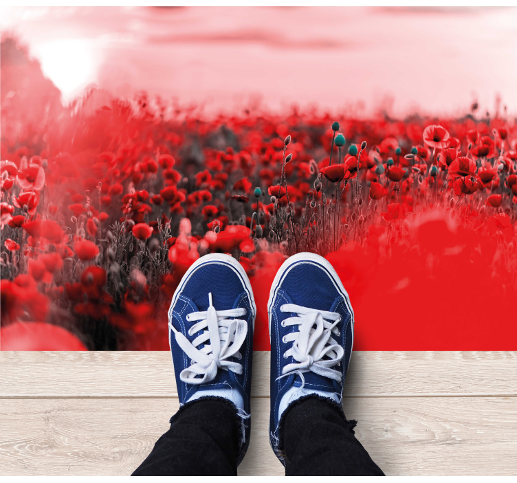 Tappeto vinile fiori scena floreale rossa - TenStickers