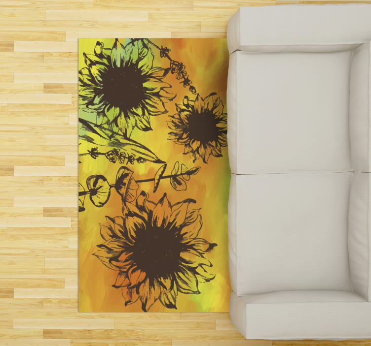 Tappeto vinile fiori schizzo di girasole - TenStickers