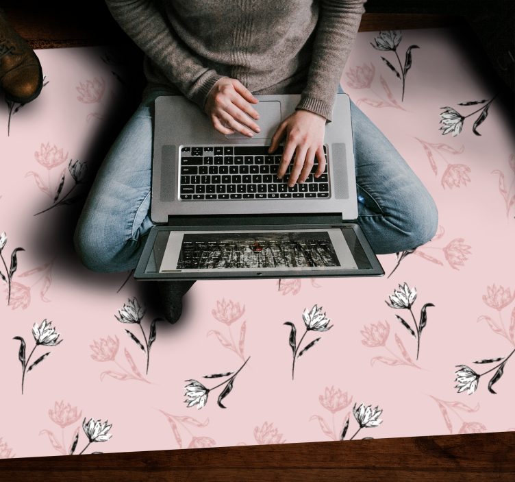 Tappeto vinile fiori sfondo rosa floreale - TenStickers