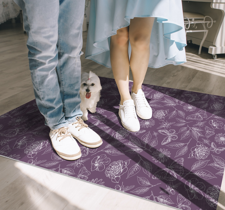 Tappeto vinile fiori simmetria floreale - TenStickers