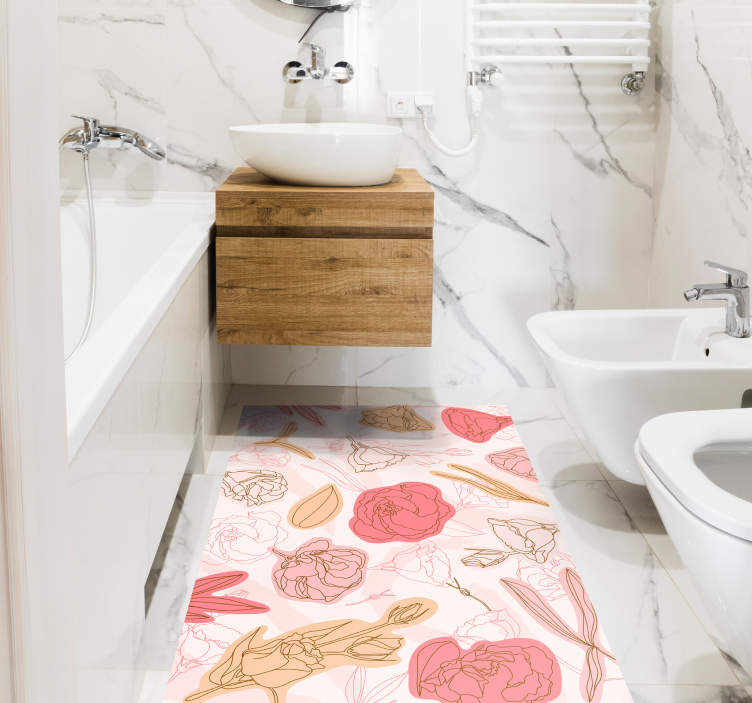 Tappeto vinile bagno sofisticato elemento botanico - TenStickers