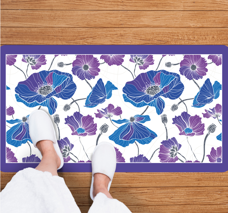 Tappeto vinile fiori sogno botanico blu - TenStickers