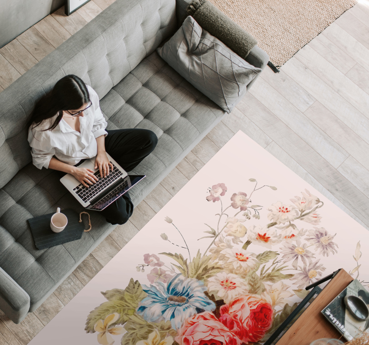 Tappeto vinile fiori squisita composizione floreale - TenStickers