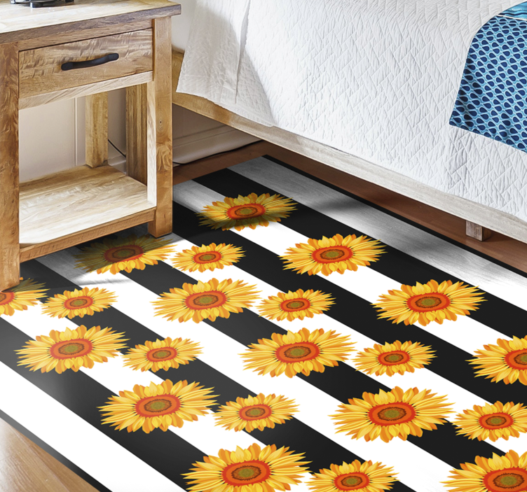 Tappeto vinile fiori strisce di girasole - TenStickers