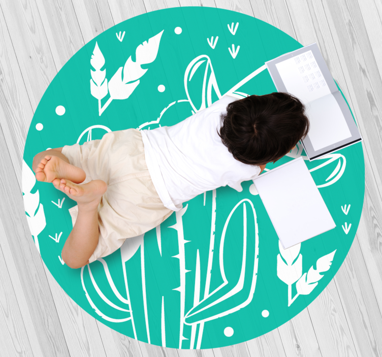 Tappeto vinile fiori tema cactus botanico - TenStickers