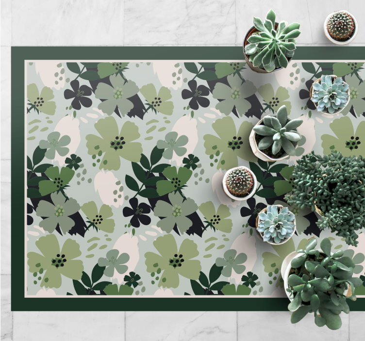 Tappeto vinile fiori verde a motivi floreali - TenStickers