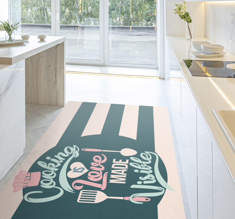 Tappeto pvc cucina cucinare è amore visibile - TenStickers