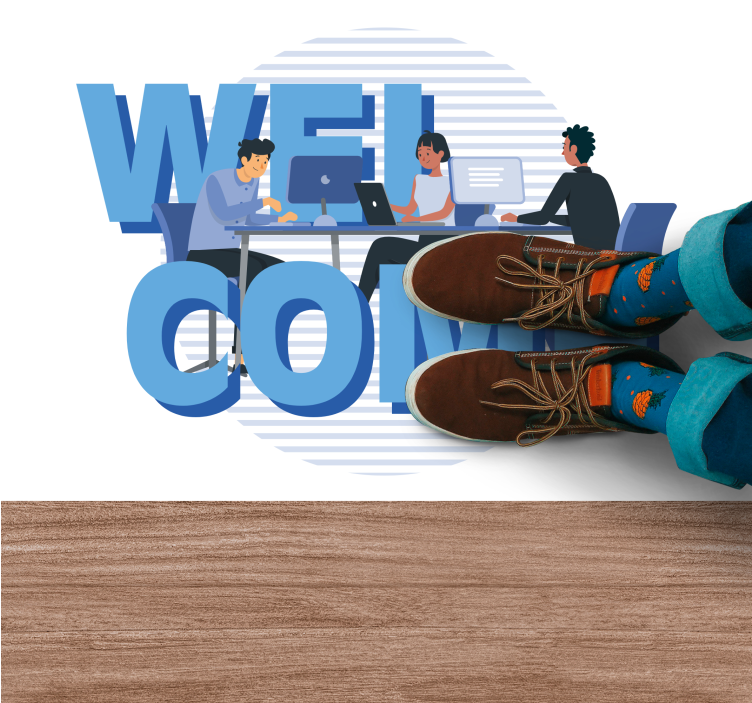 Tappeto vinile frase cordiale benvenuto in ufficio - TenStickers