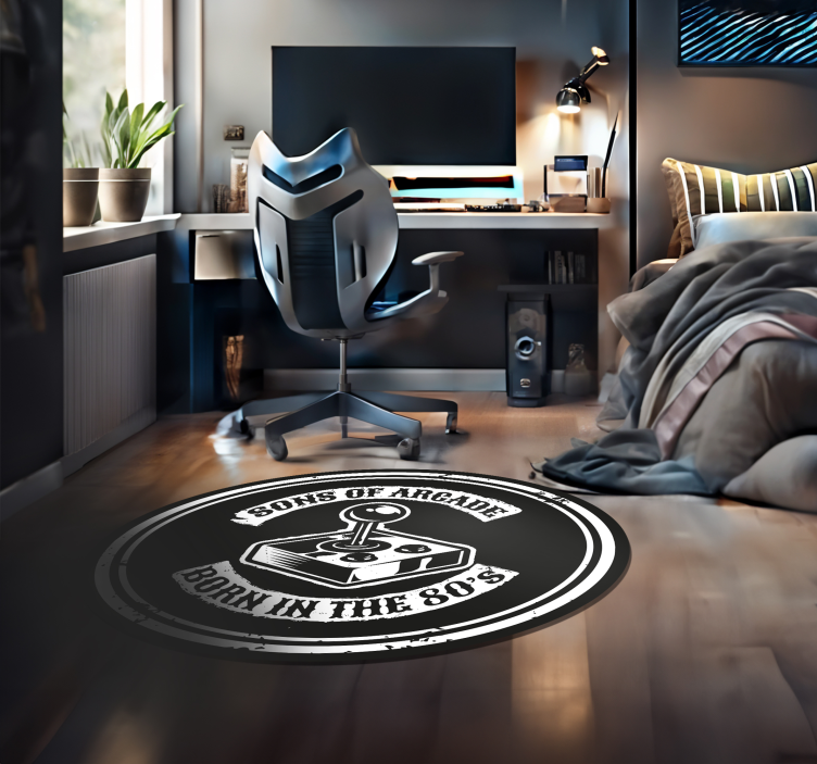 Tappeto vinile frase nostalgia arcade nata negli anni '80 - TenStickers