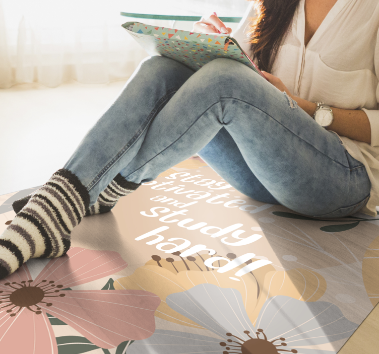 Tappeto vinile frase mantieniti motivato e studia - TenStickers