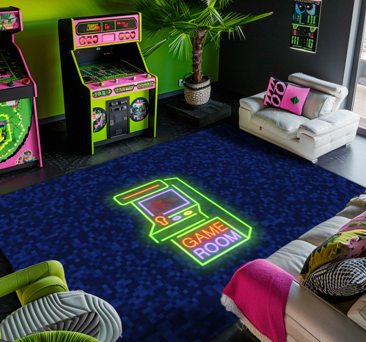 Tappeto vinile frase sala giochi al neon - TenStickers