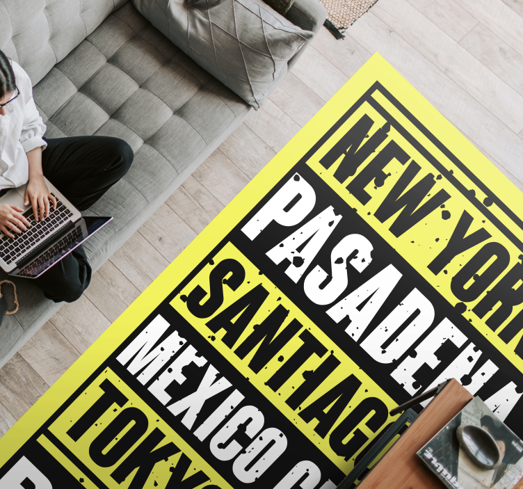 Tappeto vinile frase sovrapposizione di testo delle città - TenStickers