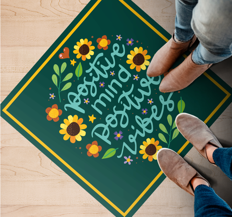 Tappeto vinile frase vibrazioni mentali positive - TenStickers