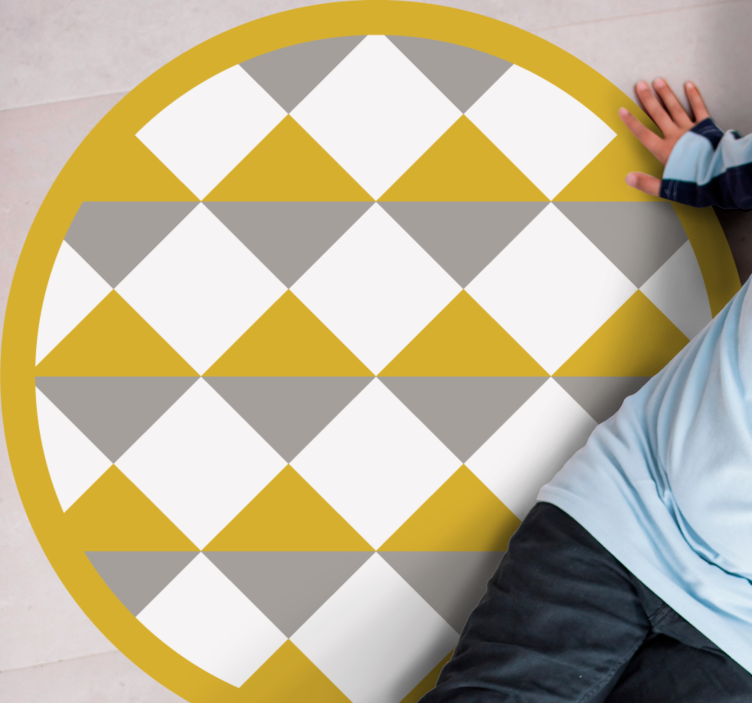 Tappeto vinile geometrico cerchio con motivo a rombi - TenStickers