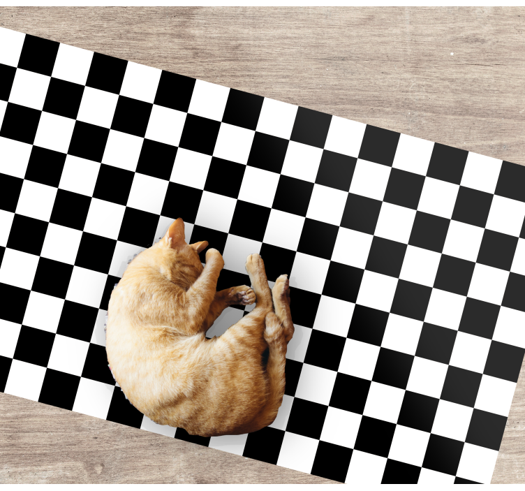 Tappeto vinile geometrico plaid bianco e nero - TenStickers