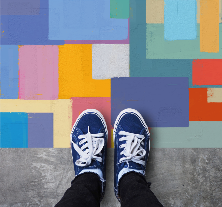 Tappeto vinile geometrico disposizione vibrante dei blocchi - TenStickers