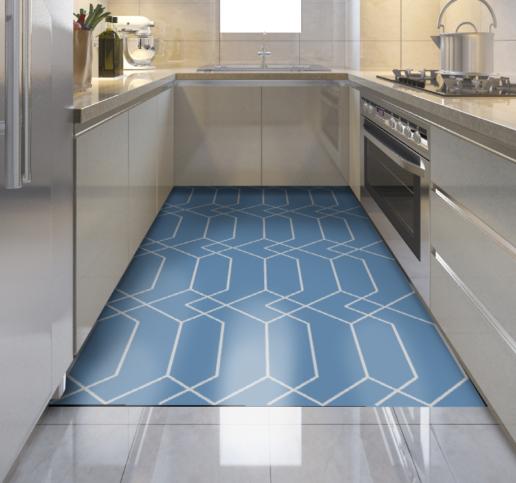 Tappeto vinile geometrico linee blu geometriche - TenStickers