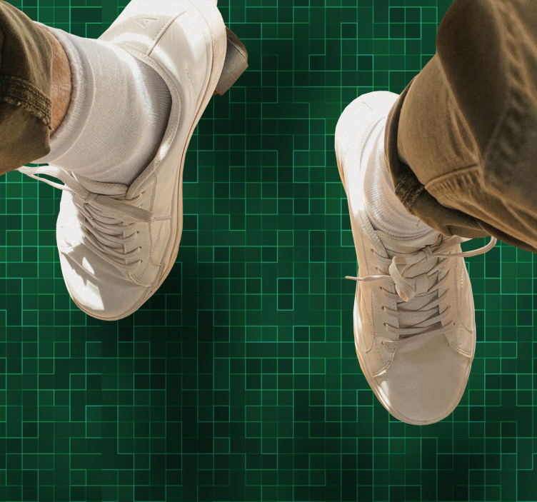 Tappeto vinile geometrico modello a griglia verde - TenStickers