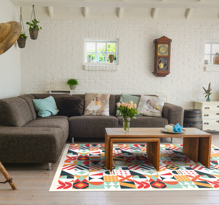 Tappeto vinile geometrico mosaico simmetrico - TenStickers