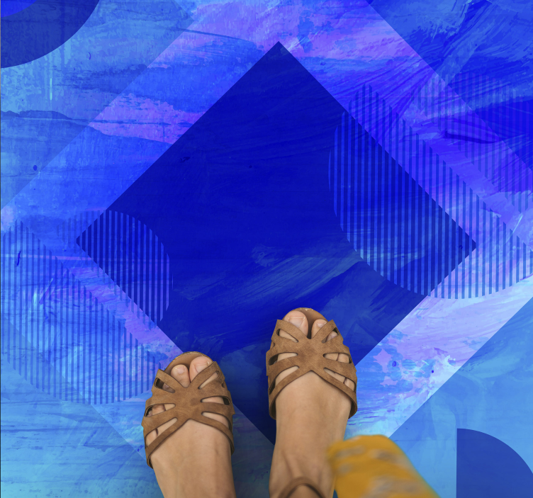 Tappeto vinile minimalista motivi geometrici blu - TenStickers