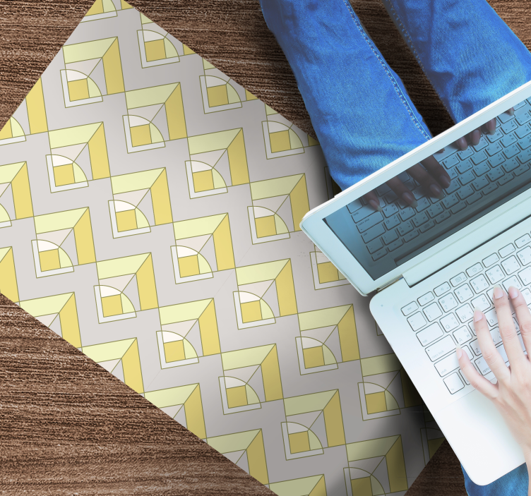 Tappeto vinile geometrico modello giallo e grigio - TenStickers