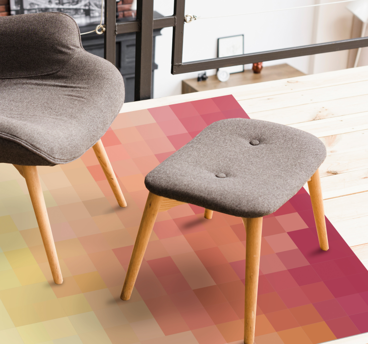 Tappeto vinile geometrico motivo a gradiente di blocco rosso - TenStickers
