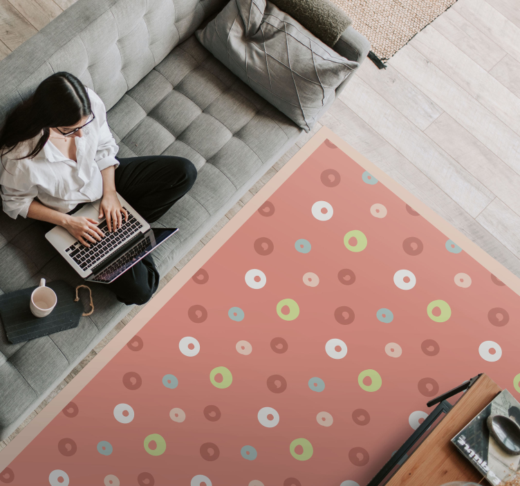 Tappeto in vinile soggiorno motivo a pois astratto - TenStickers