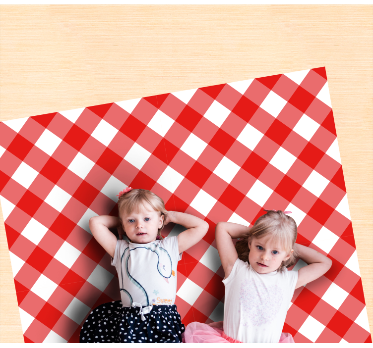 Tappeto vinile strisce motivo a quadri cremisi - TenStickers