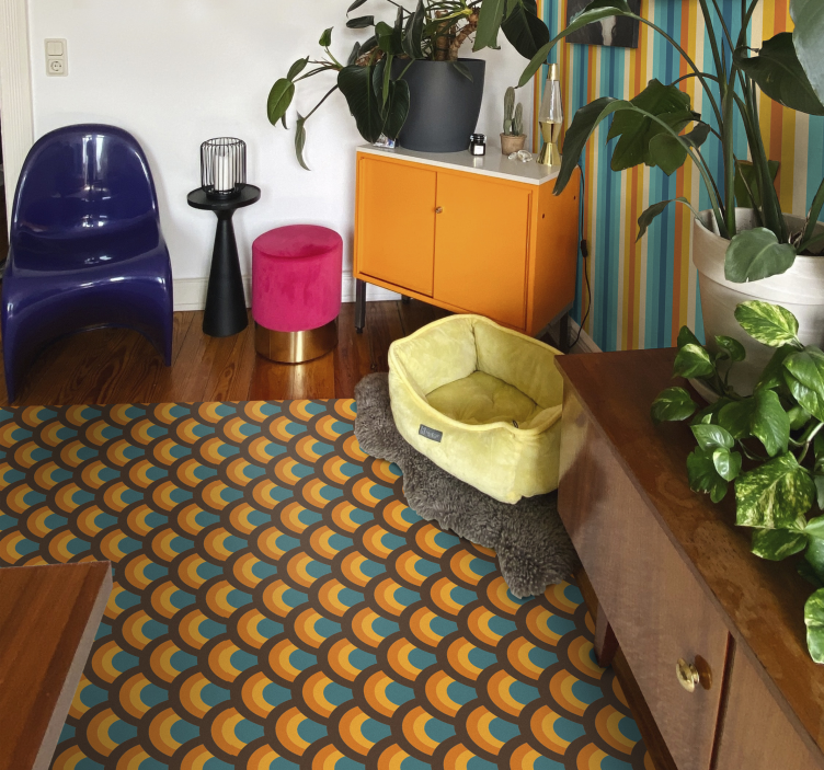 Tappeto in vinile soggiorno motivo curvo retrò - TenStickers