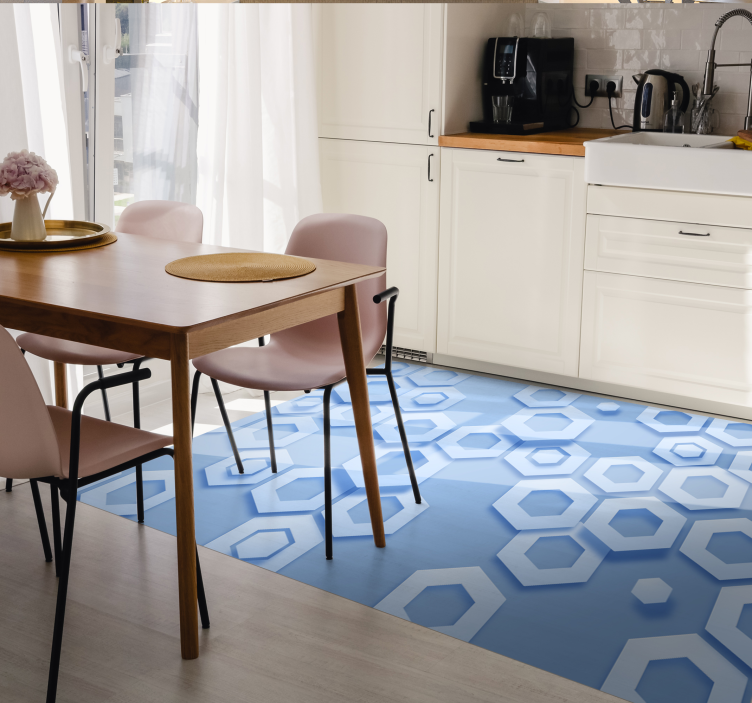 Tappeto vinile geometrico motivo esagonale blu - TenStickers