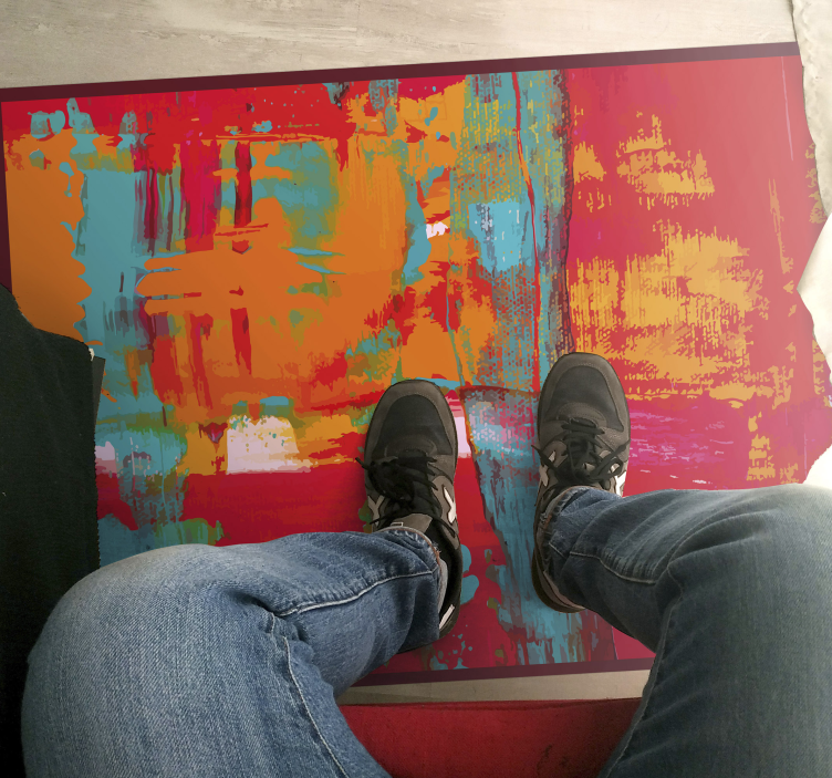 Tappeto vinile geometrico pennellate di pittura astratta - TenStickers