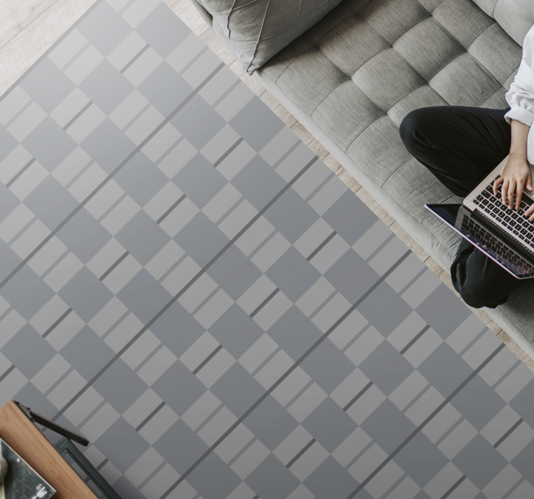 Tappeto in vinile soggiorno quadrati grigi a motivi - TenStickers