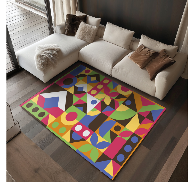 Tappeto vinile geometrico schizzi di forme geometriche - TenStickers
