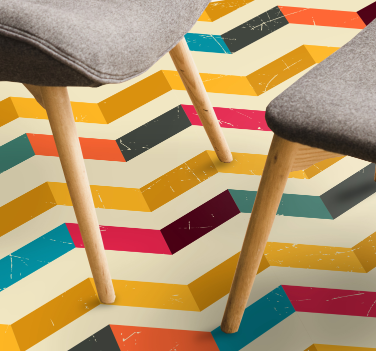 Tappeto vinile geometrico scoppio di colore chevron - TenStickers