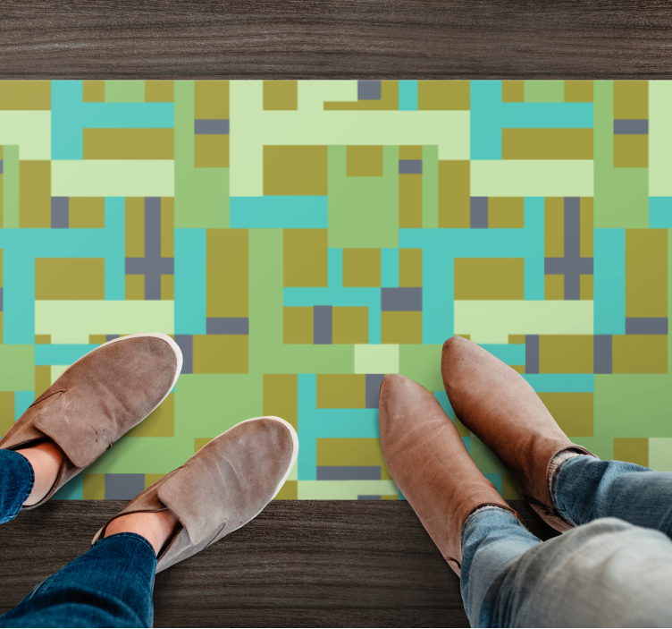 Tappeto vinile geometrico segmenti di colore verde - TenStickers