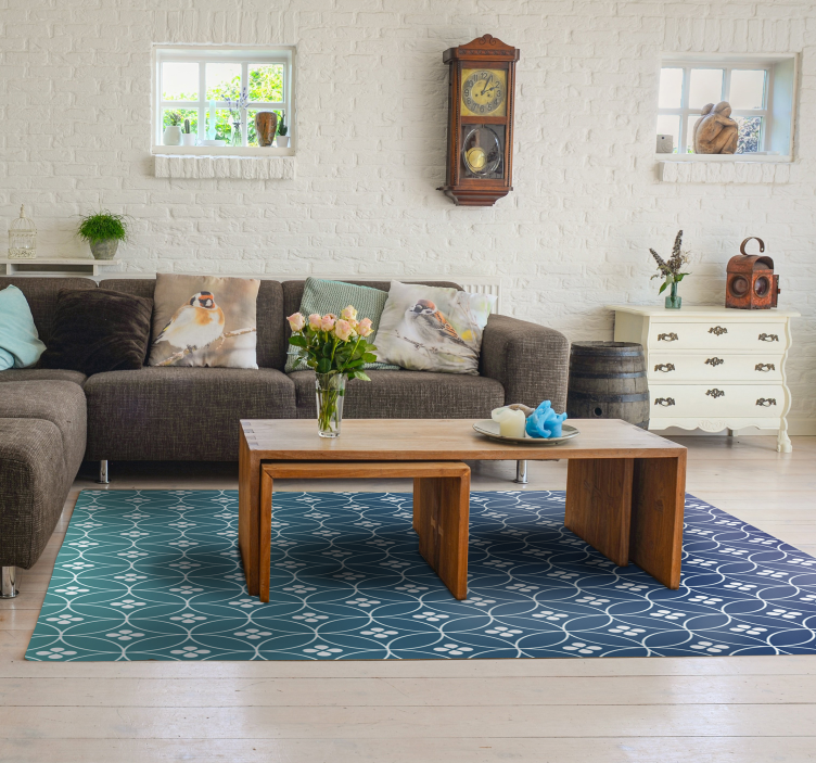 Tappeto vinile geometrico sovrapposizione blu geometrica - TenStickers