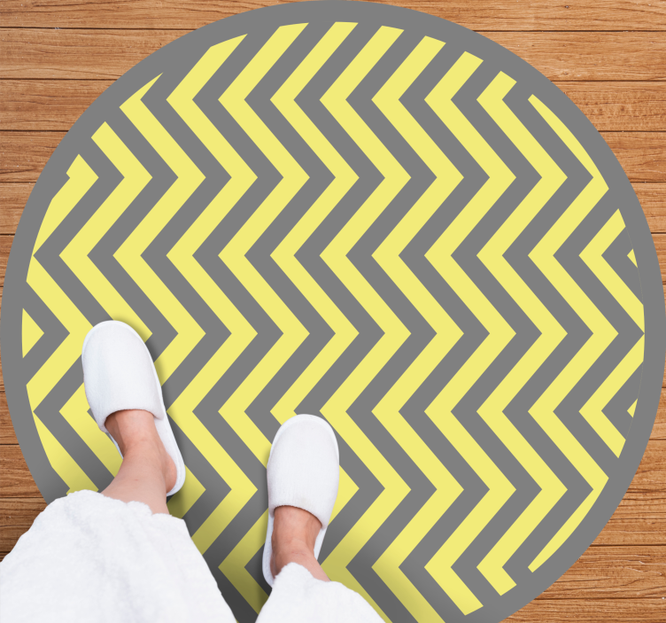 Tappeto vinile geometrico zigzag grigio e giallo - TenStickers