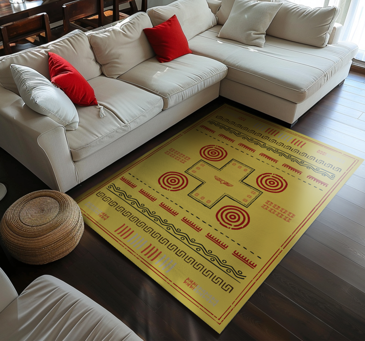 Tappeto vinile giallo design etnico - TenStickers